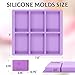 SJ Silicone Soap Molds 3 Packs, Rectangle Soap Molds for Soap Making, 6 Cavity Mold for Homemade Craft Soap Mold, Jelly, Chocolate & Ice Cube Trays(Blue, Purple & Pink)