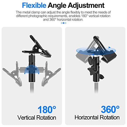 Gloshooting Photography Heavy Duty Metal Clamp Clip Holder For Light Stand Clip Mount With Umbrella Hole For Lighting Reflector Diffuser - 2Packs #TOP2