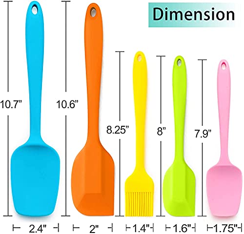 Image of Silicone Spatula Set Silicone Kitchen Utensils Set with Basting Pastry Silicone Brush Heat Resistant Non-Stick, for Cooking Baking Cake Decorating, Rubber Spatula Turner Spoonula, 5 (Multi)
