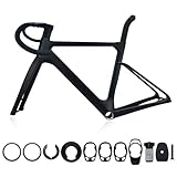 Cadre de vélo en fibre de carbone 700C for route, disponible en tailles 44 cm, 47 cm, 50 cm, 53 cm et 56 cm. Compatible avec freins sur jante, freins à disque ou freins à disque avec fixations intégrées au guidon. Taille maximale des pneus : 700 x 28C.