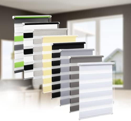 No Drill Double Roller Blind, Klemmfix Duo Roller Blind, Transparent and Opaque Privacy Roller Blind with Clamping Brackets for Windows, Black, 55 x 150 cm (W x H), Fabric Width: 51 cm