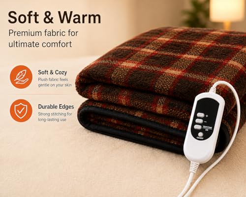 Image of Odessey Electric Heating Blanket for Single Bed | Adjustable Temperature Control | Fast Heating Bed Warmer | Soft Flannel Electric Blanket for Winter Use