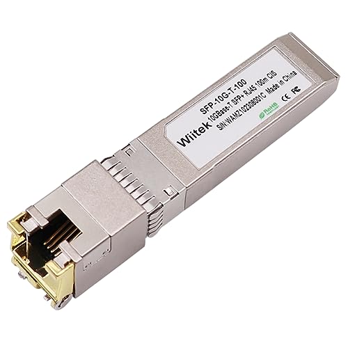 Wiitek 100 Meters, 10Gbps SFP+ to RJ45 Modules, 2.5G/5G/10GBase-T Copper RJ45 to SFP+ Transceiver, Compatible for Cisco SFP-10G-T-X, Ubiquiti, Netgear, Mikrotik, Low Power Consumption