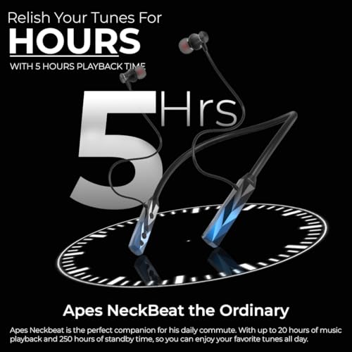 Image of APES NeckBeat Wireless Bluetooth Neckband, 18Hrs Playtime, 10mm Dynamic Driver (Blue)