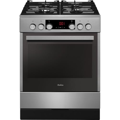 Amica SHEG 914 121 E Standherd Gaskochfeld Elektro Backofen Timer SoftClose Tür Heißluft mit Ringheizkörper