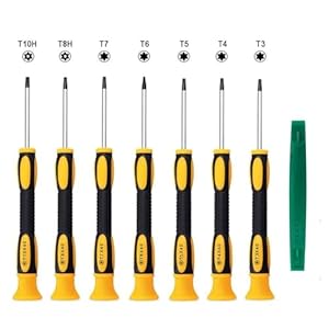 8 Piece Torx Screwdriver Set, Fixinus T3 T4 T5 T6 T7 T8 T10 Precision Magnetic Torx Screwdriver with Pry Tool Compatible with PS5 PS4 PS3 Xbox One Xbox 360 PC