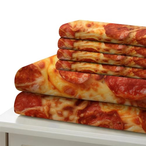 Parure de lit pizza 3d housse de couette microfibre 200x200 avec fermeture éclair pour lit double - 7
