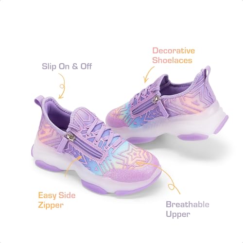 DREAM PAIRS Kids Girls Sneakers Zipper Casual Shoes Jelly Sole Sports Shoes Lightweight Walking Shoes3