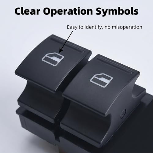 Interrupteur lève-vitre adaptable Skoda commande plastique noir - 5