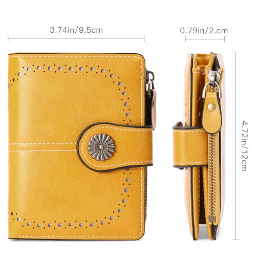 Image of Small Wallet for Women Bifold Credit Card Holder RFID Blocking with Zipper Pocket