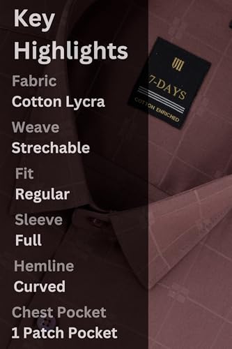 Image of 7-DAYS Premium Men's Formal Shirts - Cotton, Self-Design, Full Sleeve, Regular Fit, with Pocket, Stylish Office Shirts for Men
