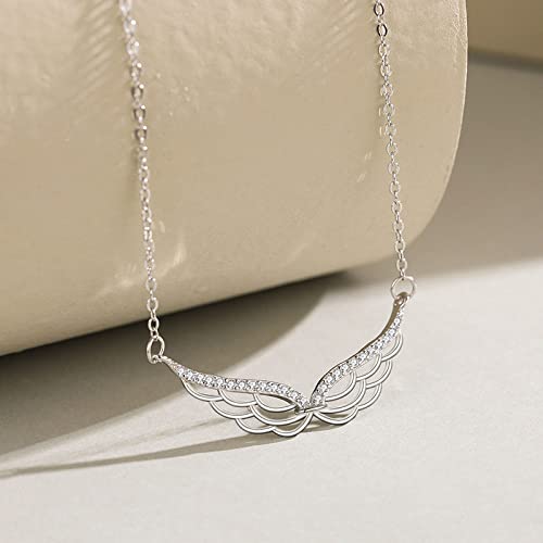 Collier en argent avec pendentif aile d'ange et zircon pour femme - 4