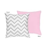Sweet Jojo Designs Pink and Gray Chevron Zig Zag Decorative Accent Throw Pillow