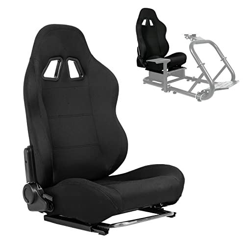 Gazzyt - Gazzyt Flight Racing Simulator Black Game Seat with Adjustable Double Slide, Gaming Steering Wheel, Racing Wheel, Adapt Gaming Simulator Cockpit, Racing Wheel Stand Chair(Only Seat)