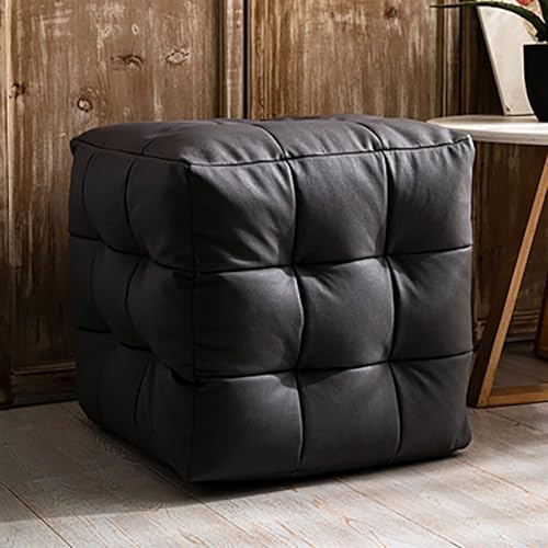 GKJHTED Puff Cuadrado pequeño de Piel sintética Impermeable, Taburete Acolchado Multiusos para Sala de Estar y baño, Elegante decoración en Gris.