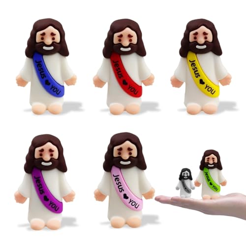 Anditoy 6 Pack Big Jesus Figures Rubber Jesus Toys to Hide and Seek Religious for Kids Girls Boys Sunday School Easter Basket Stuffers Fillers Gifts