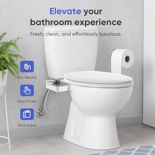 Image of Upgrade Non-Electric Bidet Toilet Seat, Fits Elongated Toilets, Self-Cleaning, Bidet Attachment for Rear & Feminine Wash, Ambient Water Temperature - Bidet with Easy Installation