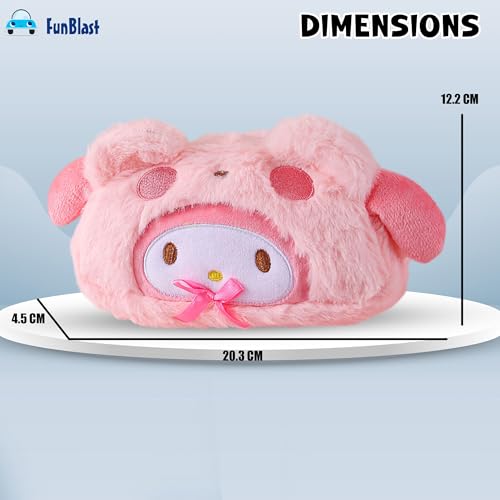 Image of FunBlast Fur Pencil Pouch for Girls - Cute Cartoon Animal Pouch, Multi-Purpose Zipper Case for School Kids, Cosmetic Pouch for Girls, Coin & Travel Pouches for School /Office (Pink-B)