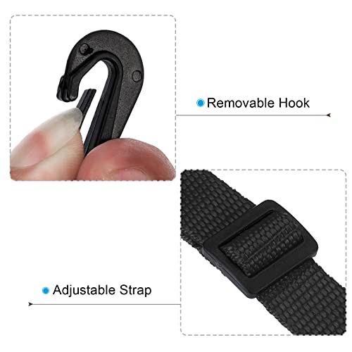 Image of PATIKIL 20mmx1.1m Replacement Shoulder Strap, 4 Pack Adjustable Swivel Clips Hooks Buckle Slide Crossbody Bag Belt for Water Bottle Carrier Sling, Black