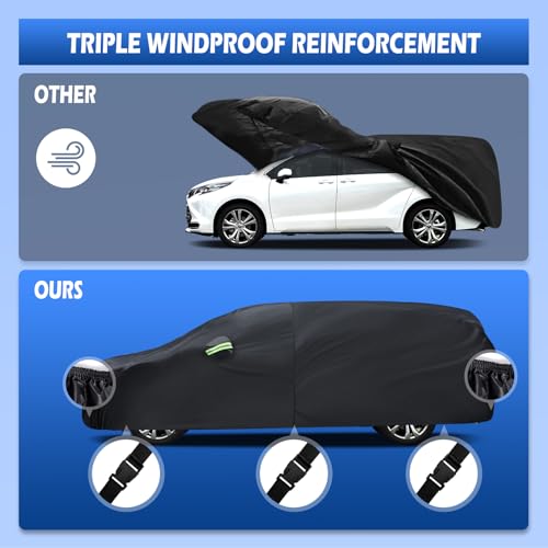 Image of Car Cover Custom Fit for Toyota Sienna 1997-2026, Migaven Waterproof Full Exterior Cover Sun Rain Protection with Door Zipper and Cotton Lining, Black