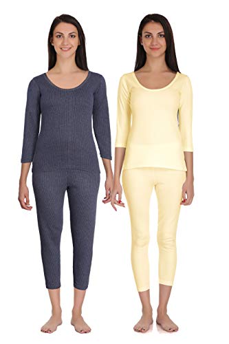 Image of Selfcare Women Poly Cotton Thermal Top and Pyjama Set (Pack of 2 Set)