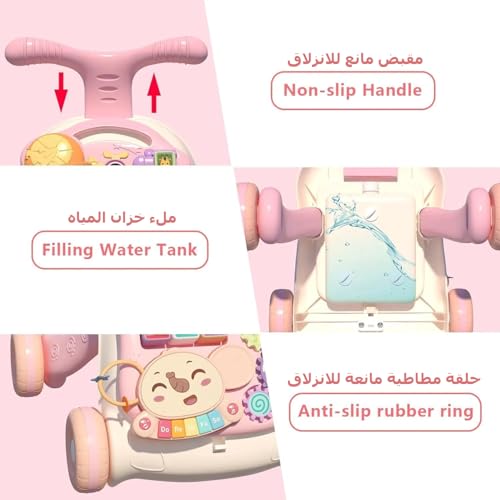 XICEN 3 in 1 Baby Walker and Activity Center for Girl, Learning to Walk, Sit to Stand, Early Educational Push Toys with Music Panel for Infant Toddler 12+ Months Pink