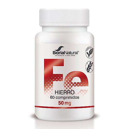Soria Natural Hierro Liberación Sostenida - Ayuda a Mantener los Niveles de Hierro Necesarios – Contribuye a la Formación de Glóbulos Rojos y Hemoglobina – Con Vitamina C - 60 comprimidos de 1.000 mg