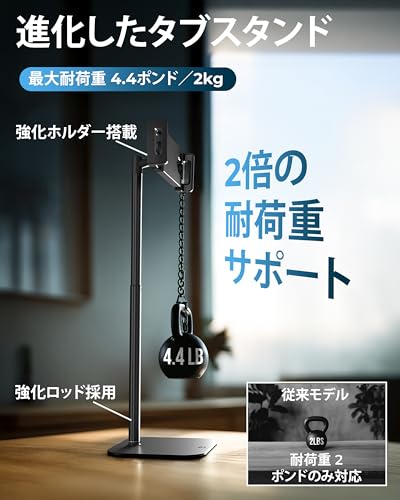 COOPER Cooper TabStand CPR229BLK130 高さ調節可能 デスク用タブレットスタンド 卓上 最大16インチ モバイルモニター ポータブルモニター ホルダー 回転 傾き メタルベース iPadスタンド の商品画像 2
