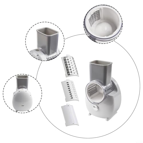 Yuanpgky Rotary Slicer for Vegetables and Cheese, 3-in-1 Electric Automatic Chopper with, ABS/PP Material, Button Operation, Compact Design with Blade(white) - Image 7