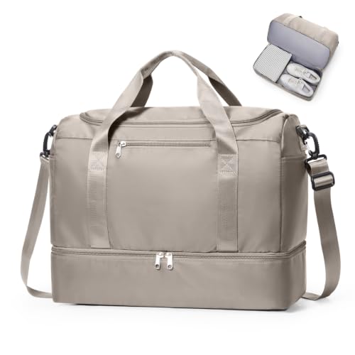 Travel Duffel Bag,Carry-On Overnight Weekender Bags with Shoes Compartment