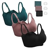 Dresime Nursing Bras for Breastfeeding 3 Pack Seamless Maternity Bras Pregnancy Sleep Bralette with Extra Bra Extenders and Clips Large