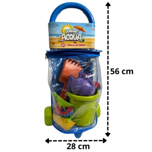 Carrinho Trolley de Praia Kit Com Baldinho Pá E Acessórios Brinquedo Infantil - Gulliver 5054