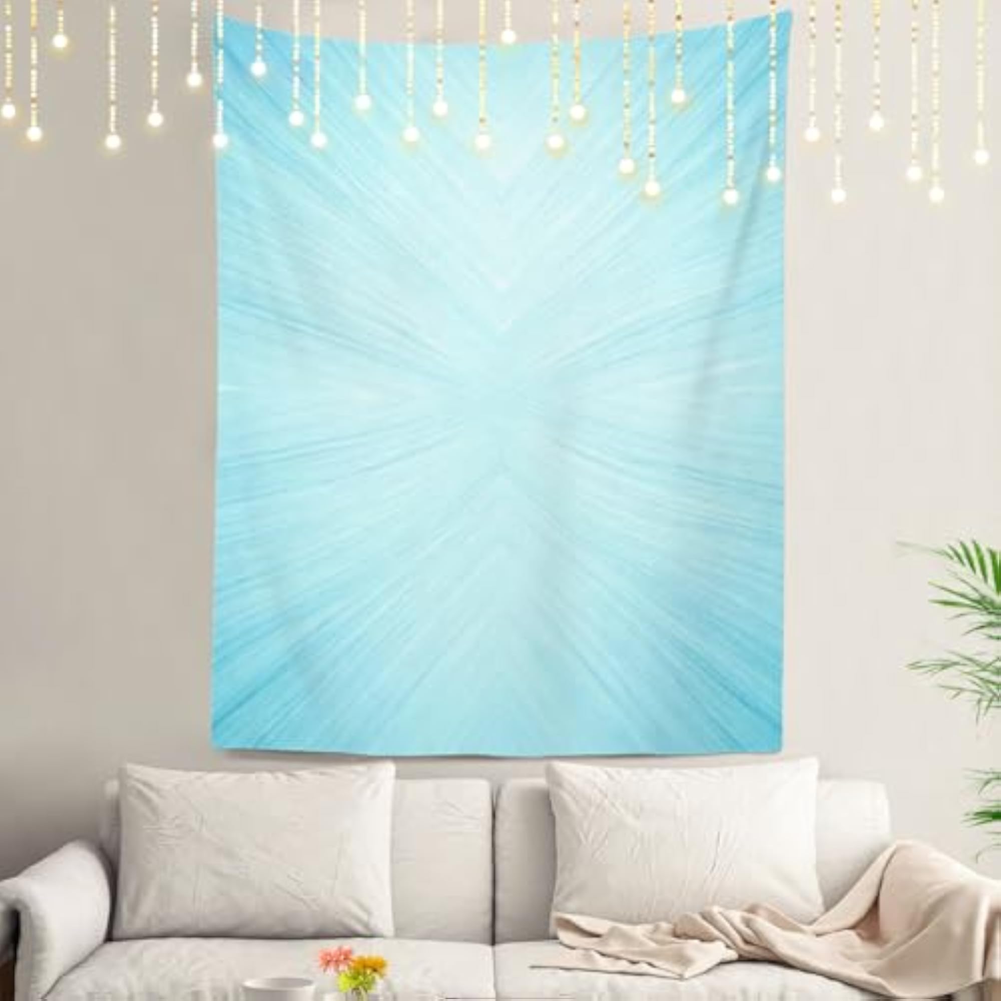 Light Blue Pure Bright Wall Tapestry, Turquoise Color