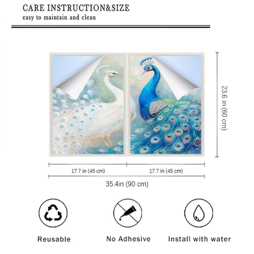 Película para ventana privacidad diseño vintage azul 2 pzas miniatura 2