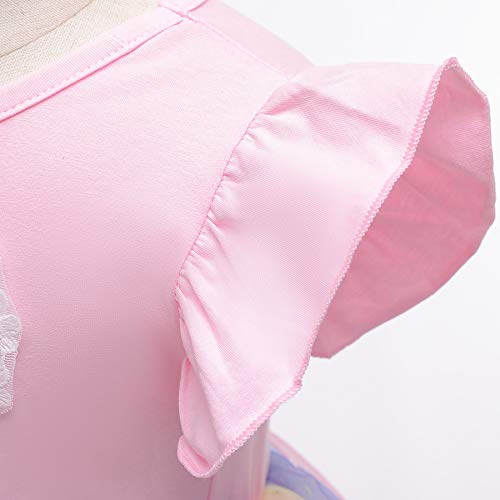 Miniatura 5 de Discoball Vestido De Unicornio Para Niñas - Vestidos De Verano De Tul Arcoíris Para Niñas, Vestido Infantil Estilo Camiseta De Algodón Para Cosplay, Boda, Fiesta De Cumpleaños, Ropa Casual 2-8 Años, 2