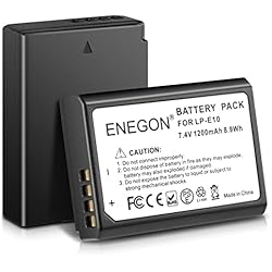Bateria Canon 1300D ENEGON LP-E10 Batería de 1200 mAh (2 unidades) para Canon LP-E10 y Canon EOS Rebel T3, T5, T6, T7, T100, Kiss X2, Kiss X50, Kiss X70, X80, X90 EOS 1100D, EOS 1200D, EOS 1300D 1500D 2000D 3000D 4000D