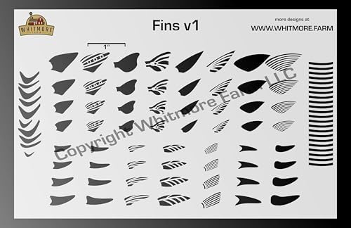 Whitmore Farm Fins v1 Assortment Fishing Lure Airbrush Stencil - Reusable 7.5 Mil Mylar Painting Template for Custom Baits image 5