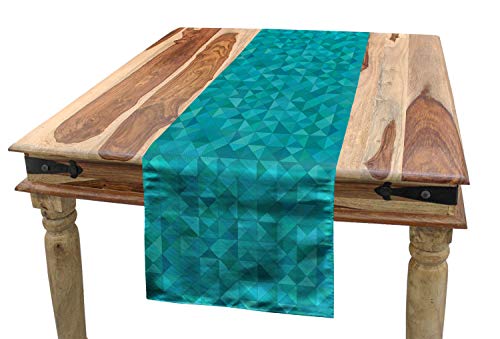 ABAKUHAUS Teal Camino de Mesa, Triángulos Cuadrados Moderna, Decorativo para el Comedor o Sala de Estar Fácil de Limpiar, 40 x 180 cm, Aguamarina