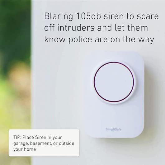 SimpliSafe 105dB Auxiliary Siren - Compatible with Gen 3 Home Security System
