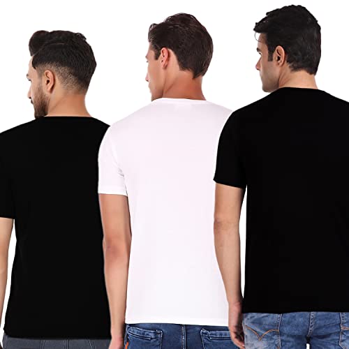 Image of Men's Plain Tshirt | Any Time Wear | Black & White Tshirt |Regular fit Half Slevees Round Neck Pure Cotton Black & White Tshirt | Pack of 2 | Pack of 3