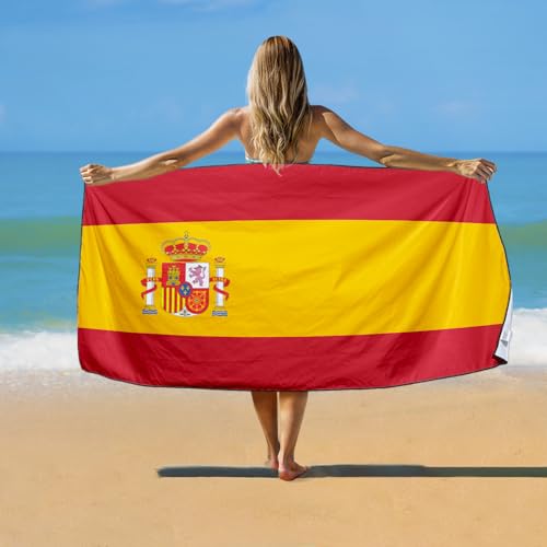 Image of YISUMEI Spain National Flag Beach Towel - Large 180x90cm, Quick-Dry Microfiber Towel with Carry Bag, Super Absorbent & Sand-Free Lightweight Travel Towel for Beach, Gym, Pool