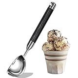 JAYVAR Ice Cream Scoop, Heavy Duty Ice Cream Scoop with Comfortable Handle Professional Stainless Steel Ice Cream Scooper, 7.8 inches ice Cream Scoop Easy Clean, Black