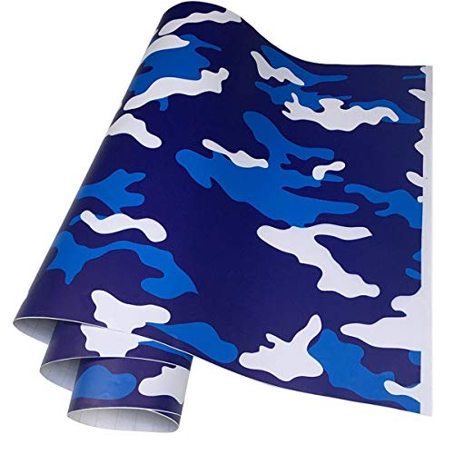 Camouflage car vinyl adhésif bleu blanc 10x100cm haute flexibilité