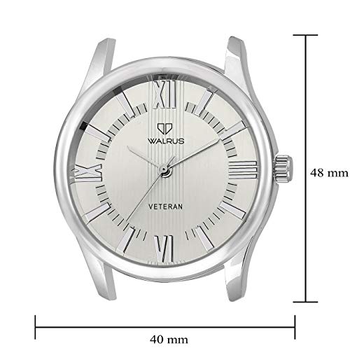 Image of Walrus Men's Analog Watch | Silver Case, Vegan Leather Strap | Classic Roman Numerals | Quartz Movement | Vintage Look | Professional & Casual Use