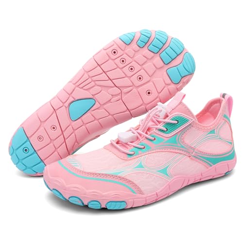 Image of UBFEN Water Shoes for Men Women Quick Dry Swim Aqua Socks | Lightweight Barefoot-style Fit, Rubber Sole, Hiking, Fishing, Kayaking, Beach, Pool, Boating, Diving And Water-to-land Wear