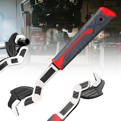Oasisony Multifunctional Self locking Wrench Tool, 6 8 10 12 Pipe Vise Micro 5 Wrench, Self Adjusting Pipe Wrench, 3 Sides Teeth Self Locking Universal Adjustable Pipe Wrench Plumbers Wrench(6)