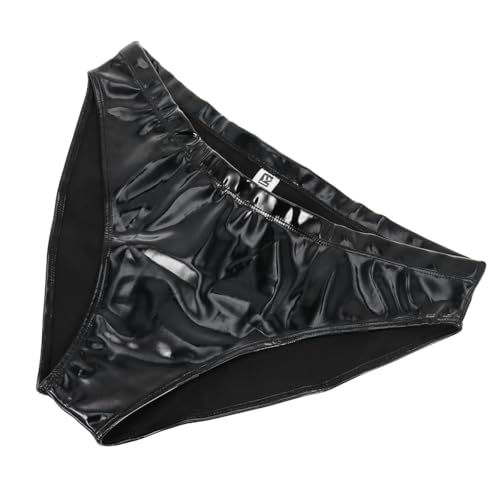 Lurrose Cintura Alta de Charol Negro, Calzoncillos Envolventes y Spandex, Ropa Interior Transpirable para Mujer, Talla Es, Pantalones Triangulares Brillantes para Uso Diario