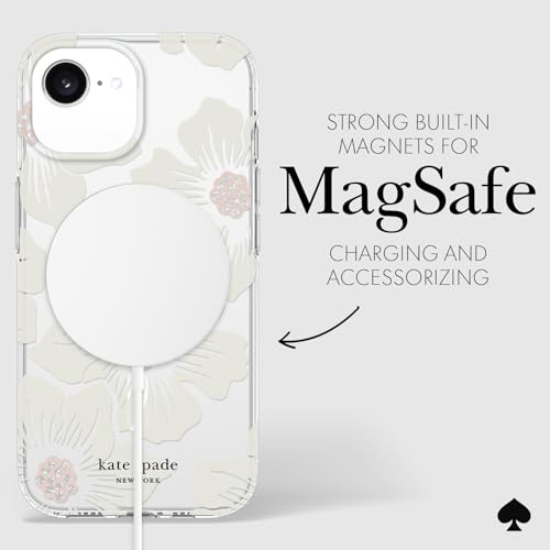 ケイト・スペード ニューヨーク iPhone 16E (2025) / 15/14/ 13 ケース - MagSafe対応 - デザイナーフォンケース - Hollyhock Cream Floral