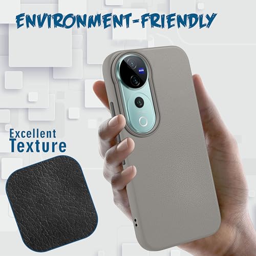 Image of V-TAN Leather Textured | TPU Back Cover Case Compatible with Vivo V40 Pro 5G (Gray)