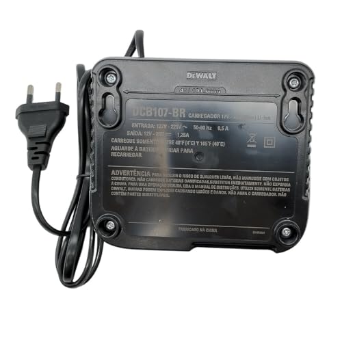 Kit Carregador DCB107-BR Bivolt e Bateria DCB120-B2 Compatível com Ferramenta DeWalt N462057 N580008